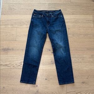 American Eagle Outfitters Men's Dark Blue Relaxed Straight Jeans Airflex+